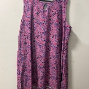 Floral Pink Sleeveless dress tunic by Nuu Muu w pocket skirt